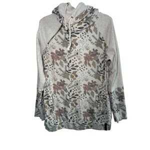 Ambersand‎ Avenue Floral Cowl Neck Zipper Hoodie Sweatshirt Womens XL